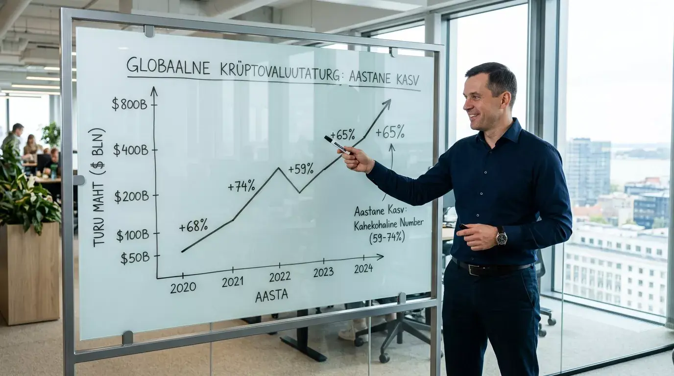 Krüptovaluutaga spordiennustuste turu kasvu visualiseerimine graafikul